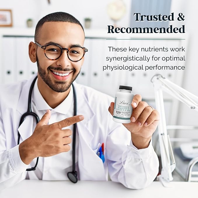 Lavi MD Potassium Magnesium Zinc Calcium Supplement – Premium Support for Bone & Muscle Health – Promotes Optimal Calcium Absorption – Magnesium Potassium Zinc Aspartate – 120 Capsules