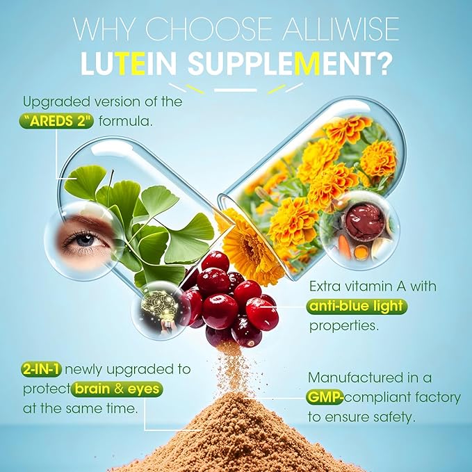 2 Pack Lutein Eye Vitamins 14 in 1 Supplement Eye Vitamins for Ocular Health, Dry Eye Support, Memory & Focus Supplement, Contains Zeaxanthin, Zinc, Vitamins A/C/E, 240 Capsules Total