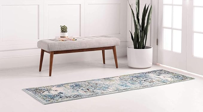 Unique Loom Medici Collection Traditional Medallion Floral Vintage Blue Runner Rug (2' 7 x 10' 0)