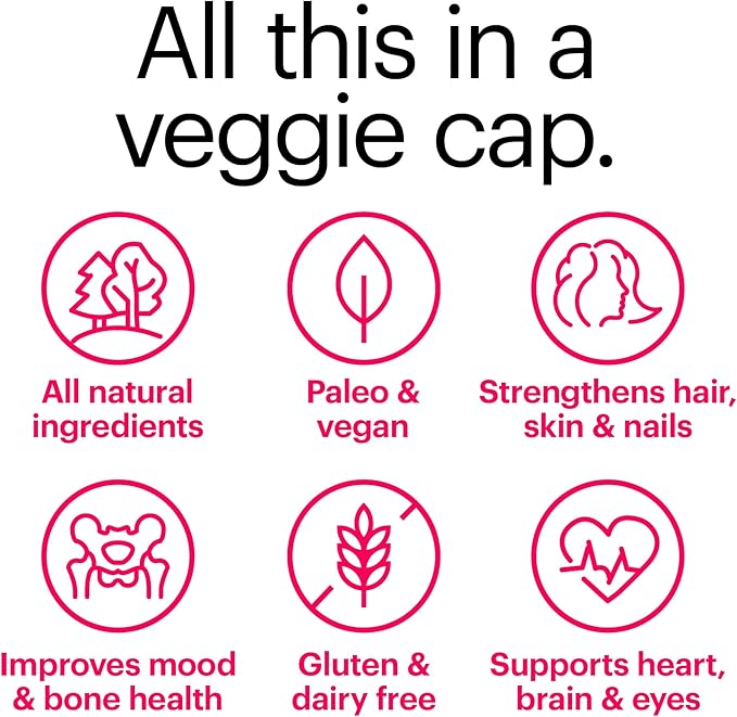 Wellthy Her Women's Daily Vegan Multivitamin for Women, Natural Ingredients for Healthy Hair, Skin, & Nails with Essential Micronutrients (30 Day)