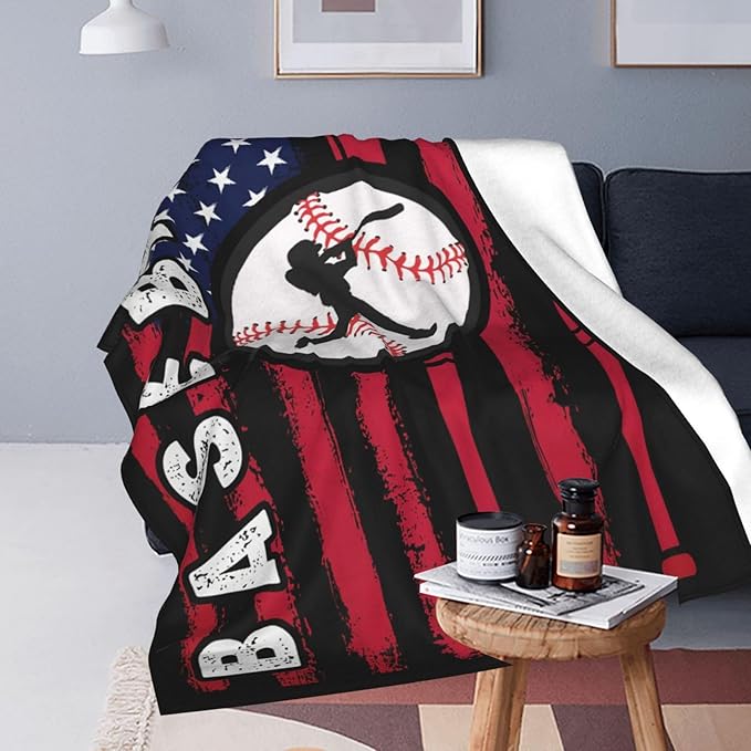 Baseball Blanket, Sports Throw Blankets, Baseball Gifts for Boys Girls Men Women Lover Adult Cozy Fleece Flannel Bedding Stuff Plush for Couch Sofa Bed Decor 80"X60"