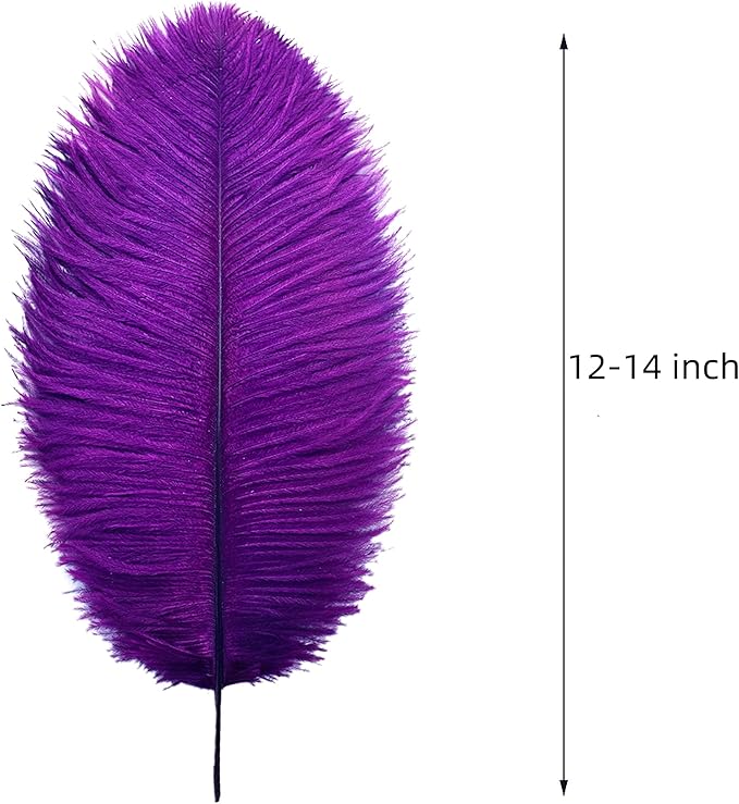 Ballinger Purple Ostrich Feathers Bulk - 24Pcs 12-14inch Big Feathers for Vase, Party Centerpieces Mardi Gras and Home Decor