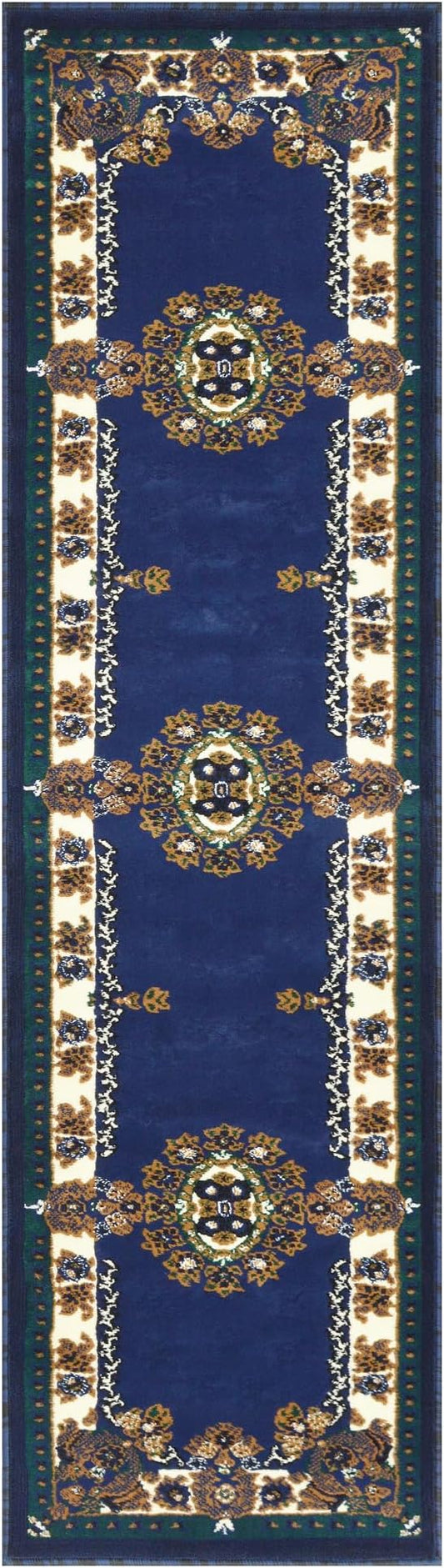 AllStar Rugs High Qual5ity Traditional French Aubusson Rug (Navy Blue, 2x7)