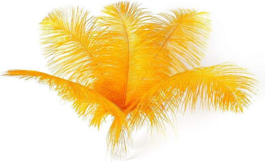 24pcs Natural Luxury Gold Ostrich Feathers 10-12inch (25-30cm) for Wedding Party Centerpieces，Flower Arrangement and Home Decoration.