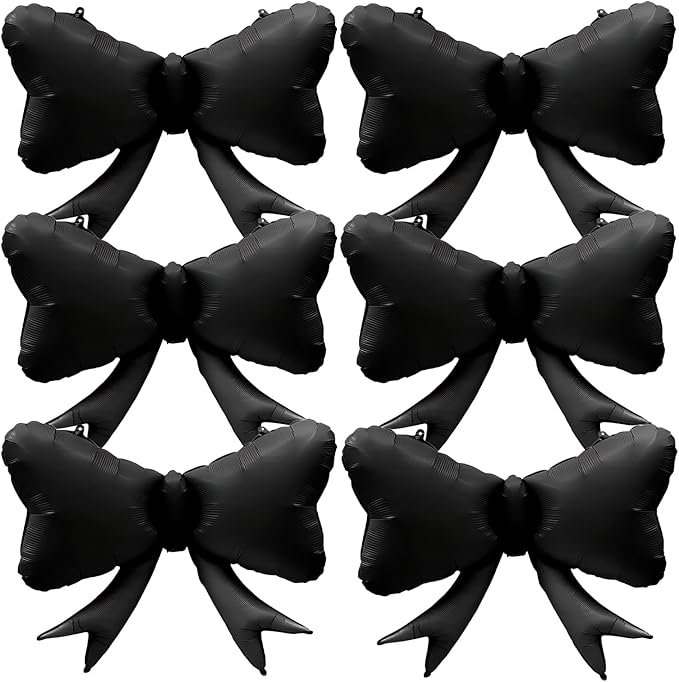 FBQ 6 Pcs Giant Black Bow Balloons Bow Theme Baby Shower Birthday Party Girls Boys Decorations Supplies