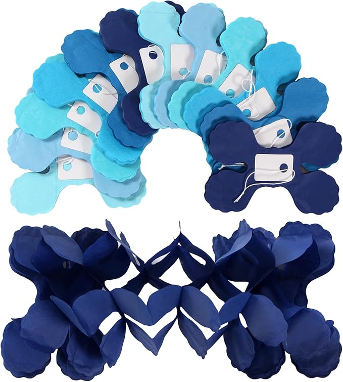 Baby-Royal Navy-Blue Party-Decorations Streamers Garland - 12pcs Boy Birthday Frozen Ocean Shower 4-Leaf Paper Clover Streamer, Bachelorette Bridal Wedding Engagement Banners Decor Ouruola