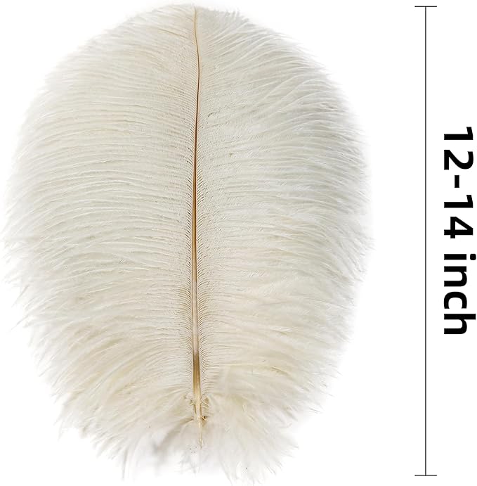 Ballinger Beige Ostrich Feathers Bulk - 24pcs 12-14inch Cream Feathers for Vase,Wedding Party Centerpieces and Home Decor