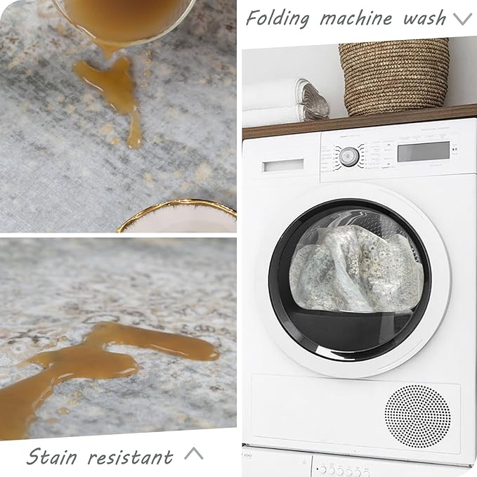 8x10 Area Rug Non Slip Boho Large Rug Entryway Indoor Mat Machine Throw Bedside Rug for Living Room Bedroom Kitchen (Beige Grey)