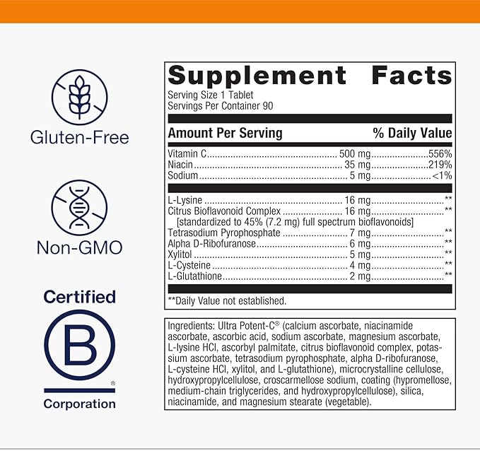 Metagenics Ultra Potent-C 500 Vitamin C - Gentle, Buffered Vitamin C Supplement - Immune Support Supplement* - Ascorbic Acid - 90 Tablets