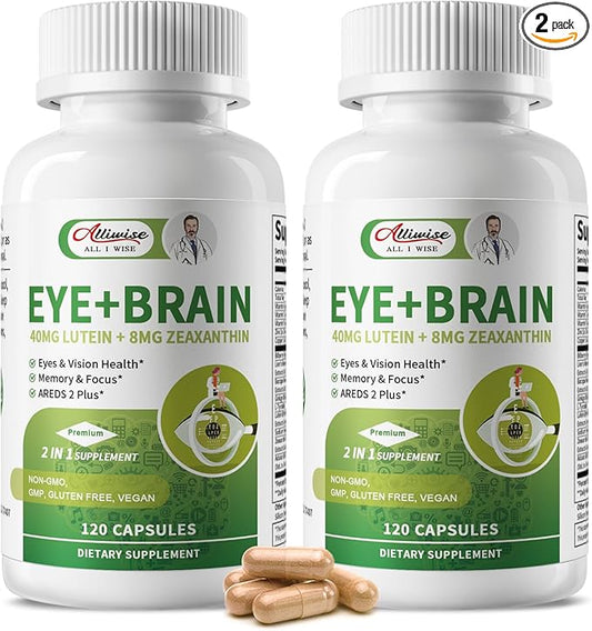 2 Pack Lutein Eye Vitamins 14 in 1 Supplement Eye Vitamins for Ocular Health, Dry Eye Support, Memory & Focus Supplement, Contains Zeaxanthin, Zinc, Vitamins A/C/E, 240 Capsules Total