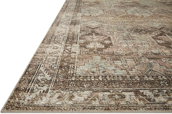 Loloi Amber Lewis Billie Collection, Clay & Sage 3'-6" x 5'-6" Area Rug – Antique & Distressed Accent Rugs for Living Room, Bedroom, Entryway & Hallway, No Shed High Traffic Area Home Decor Rug