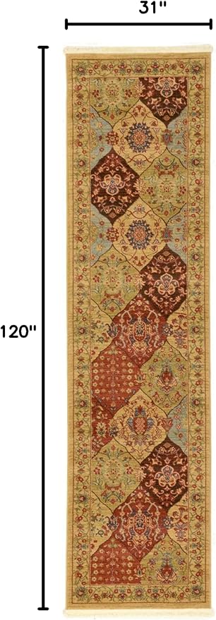 Unique Loom Edinburgh Collection Area Rug - Tulip (2' 7" x 10' Runner Tan/Red)