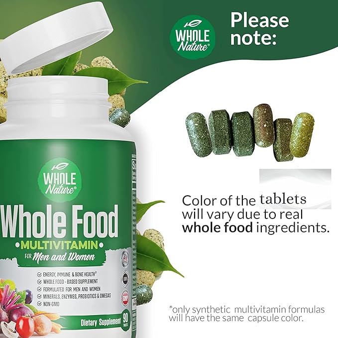Whole Food Multivitamin for Men and Women Complete Daily Superfood Vitamins Plus Minerals Digestive Enzymes, Probiotics and Omegas. Plant Based Multi Vitamin, Non GMO (2)