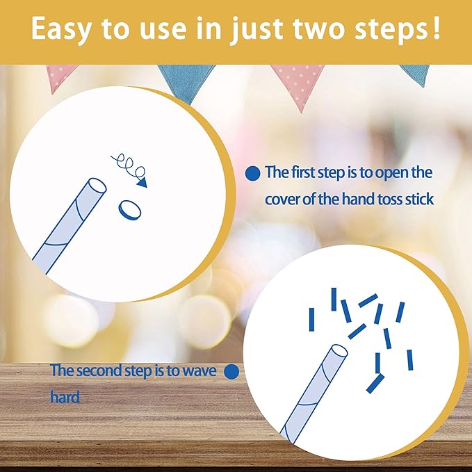 10 Pieces Colorful Confetti Sticks, Compostable Tissue Paper, Shoot Poppers, Handheld Flick Sticks for Indoor/Outdoor Weddings, Birthdays, Celebrations, Events, Party Supplies (7.8in)