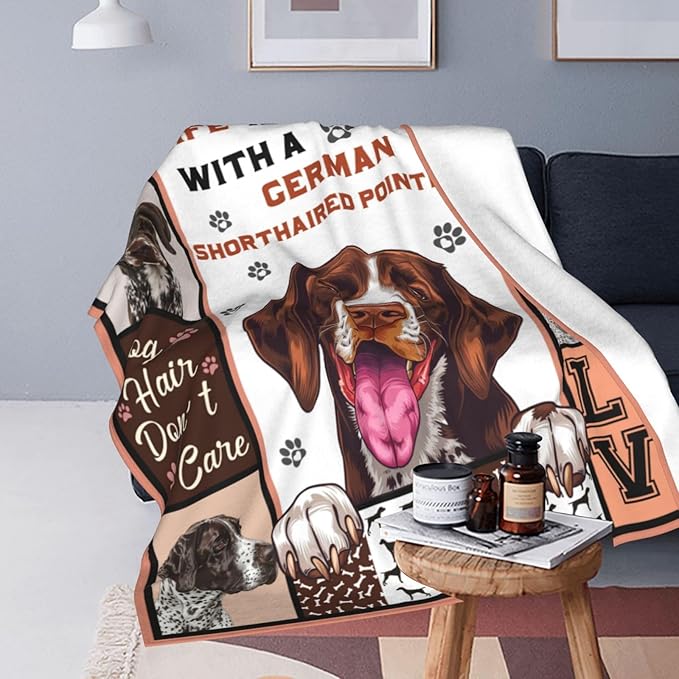 German Shorthaired Pointer Blanket Dog Throw Blanket Cozy Fleece Flannel Bedding Pet Stuff Gifts for Women Men Boys Girls Lovers Adults Lovers Plush for Couch Sofa Bed Decor 80"X60"