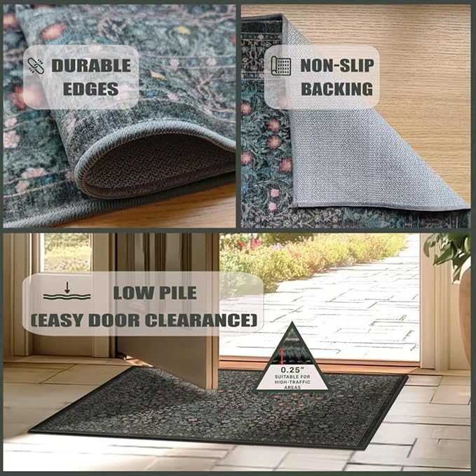 Runner Rug 2x6 Kitchen Runners Non Skid Washable ft Washable Green Hallway Rug