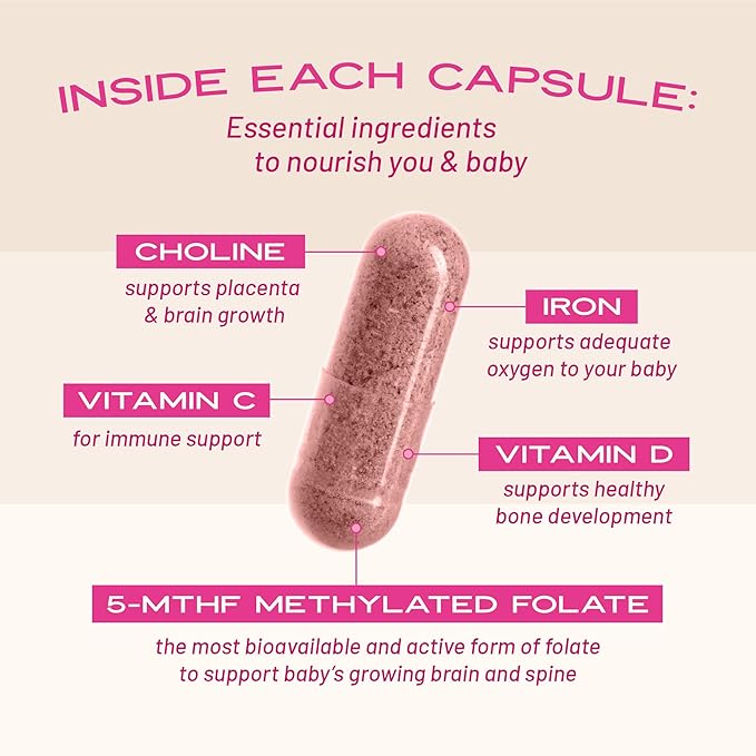 VITA-PCOS Prenatal Vitamins for Women – Multivitamins with Folic Acid, Iron, Choline & More – Essential Nutrients for Preconception, Pregnancy, and Baby’s Development – 90 Capsules, 1 Month Supply