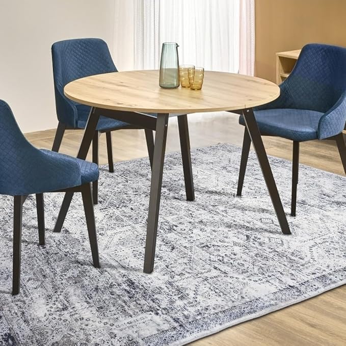 Area Rug 3×5, Vintage Boho Rug,Ultra-Soft Low Pile, Washable, Non Slip,Stain Resistant Printed Carpet for Living Room Bedrooms Playroom Office Kitchen, Classic-Grey