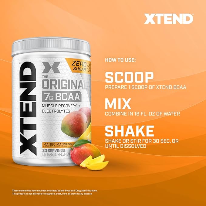 Xtend XTEND Original BCAA Powder 7g BCAA and 2.5g L-Glutamine, Sugar Free Post Workout Muscle Recovery Drink with Amino Acids for Men & Women, 30 Servings