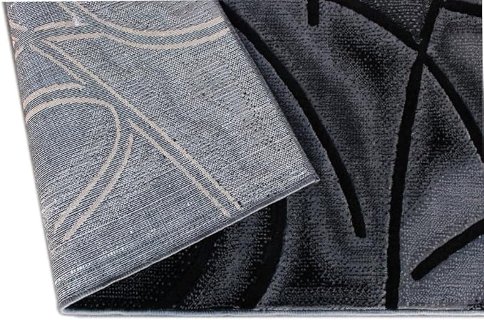 Masada Rugs, Modern Contemporary Area Rug, Red Grey Black (6 Feet X 9 Feet)