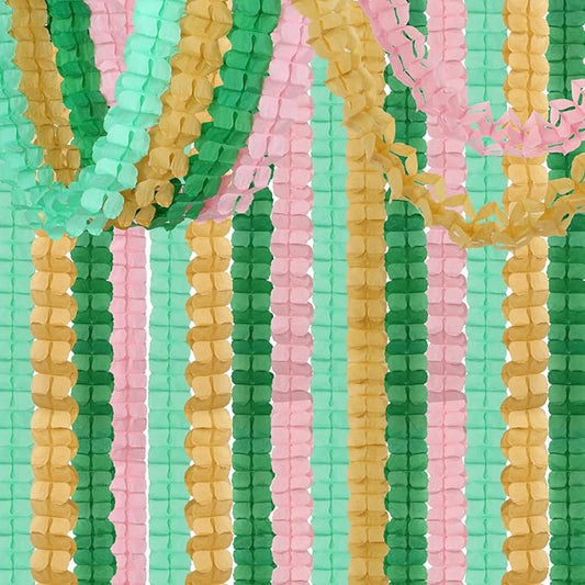 Sage-Green Pink-Gold Party-Decorations Streamers Garland - 12pcs 4-Leaf Clover Paper Streamer Wedding Bridal Shower Bachelorette Engagement Paper Flowers Banners Valentines Mothers Day Decor Ouruola