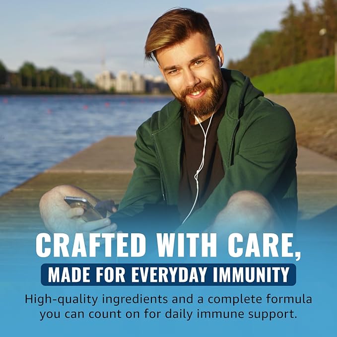 10-In-1 Immune Support Supplement: Immune Boosters for Adults & Kids Daily Immunity Defense with Key Immune System Vitamins Zinc, Vitamin C and D, Plus Elderberry, Quercetin, Echinacea & More, 60 Caps