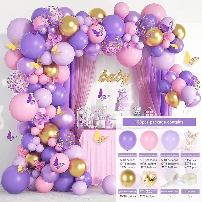FBQ Latex Balloon Different Sizes 5/10/12/ Inches Light Purple Balloon Arch Kit for Baby Shower Kid's Party Graduation Party Halloween Decorations