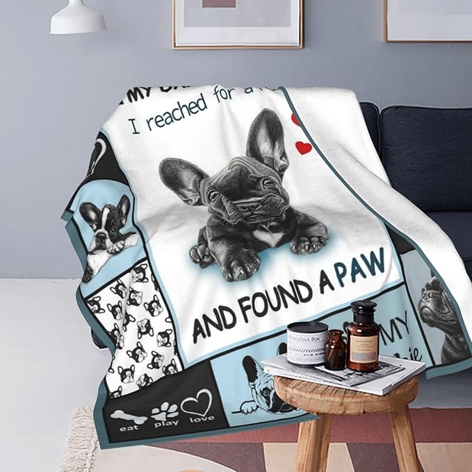 French Bulldog Blanket, Frenchie Throw Blankets, French Bulldog Gifts for Women Men Boys Girls Lover Adult Cozy Fleece Flannel Bedding Stuff Animal Plush for Couch Sofa Bed Decor 60"X50"