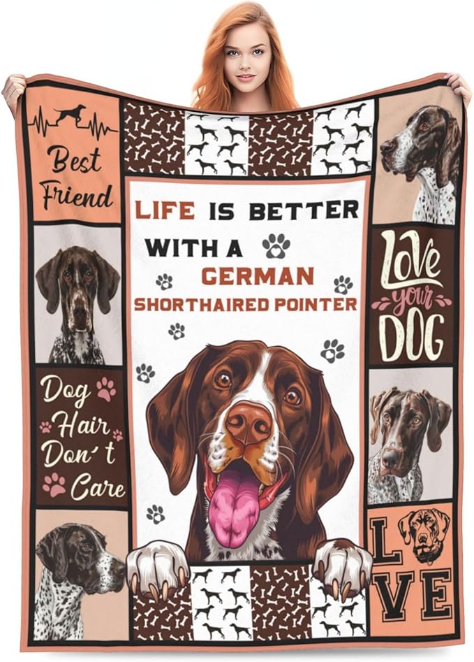 German Shorthaired Pointer Blanket Dog Throw Blanket Cozy Fleece Flannel Bedding Pet Stuff Gifts for Women Men Boys Girls Lovers Adults Lovers Plush for Couch Sofa Bed Decor 50"X40"