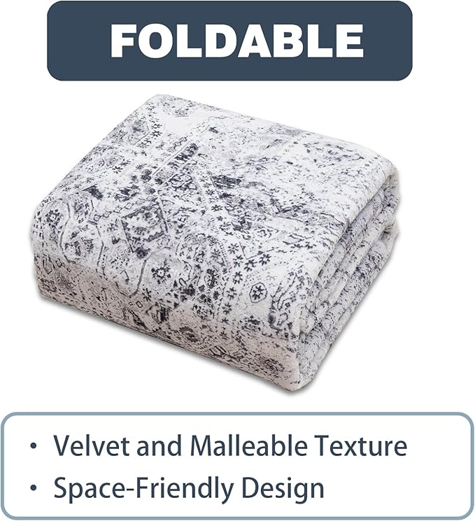 Area Rug 6×9, Large Vintage Boho Rug,Ultra-Soft Low Pile, Washable, Non Slip,Stain Resistant, Printed Carpet for Living Room Bedrooms Playroom Office Kitchen, Classic-Grey