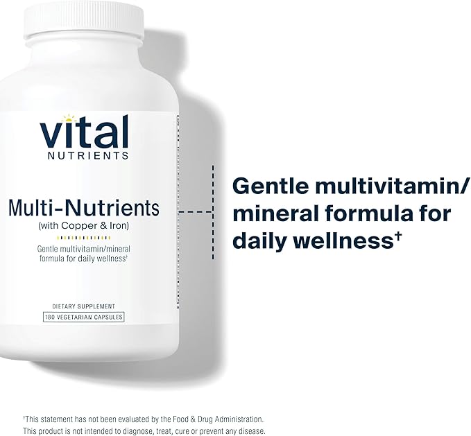 Vital Nutrients Multi-Nutrients 4 | Citrate/Malate Formula (with Copper and Iron) | Multi Vitamin/Mineral Formula with Potent Antioxidants | Bioavailable Form | Non-GMO | 180 Capsules