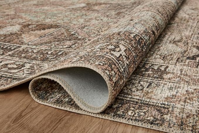 Loloi Amber Lewis Billie Collection, Clay & Sage 5'-0" x 7'-6" Area Rug – Antique & Distressed Accent Rugs for Living Room, Bedroom, Entryway & Hallway, No Shed High Traffic Area Home Decor Rug