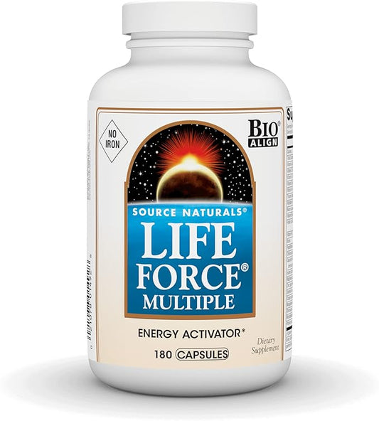 Source Naturals Life Force Multiple, Energy Activator* Iron Free, Daily Multivitamin High Potency Essential Vitamins, Minerals, Antioxidants & Nutrients - 180 Capsules