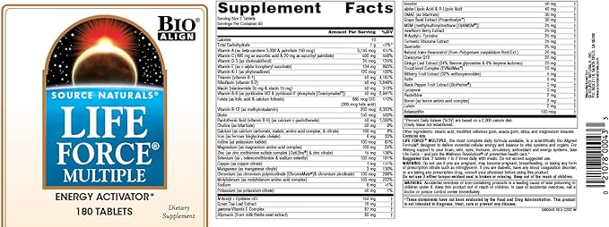 Source Naturals Life Force Multiple, Energy Activator* - 180 Tablets