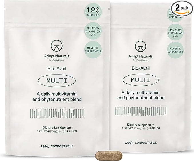 Adapt Naturals Multivitamin for Women & Men, Bioavailable Easy-to-Absorb Multivitamin Daily Supplement with Biotin, Niacin, Vitamin A, B, C, D, E, K1, Zinc, Magnesium - Immune Support - 60 Day Supply