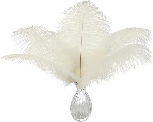 Ballinger Beige Ostrich Feathers Bulk - 24pcs 8-10inch Cream Feathers for Crafts,Wedding Party Centerpieces and Home Decor