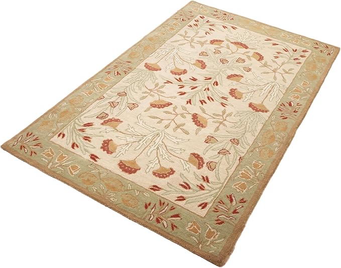 Old Hand Made Floral Bleige Tulips Traditional Persian Oriental Woolen Area Rugs 10' x 14'