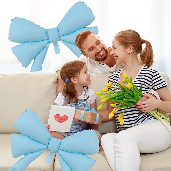 FBQ 3 Pcs Giant Blue Bow Balloon Bow Theme Baby Shower Girl Boy Birthday Party Decoration Supplies
