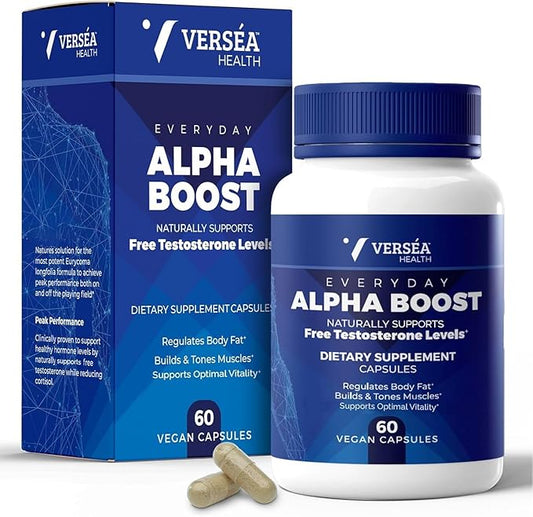 Alpha Boost – Natural Free Testosterone Support, Energy, Stamina, Endurance & Vitality for Men & Women, Multivitamin for Healthy Aging & Performance & Utilizes VESIsorb® (60 Ct)
