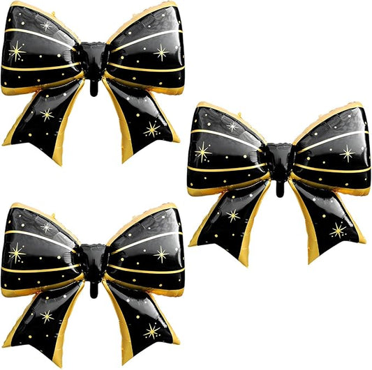 FBQ 3 Pcs Black Bow Balloon Birthday Theme Butterfly Theme Baby Shower Girls Boy Party Kids Party Decoration Supplies