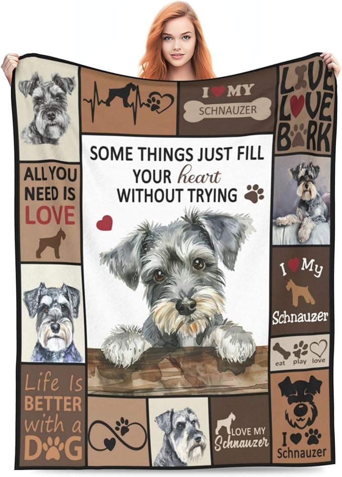 Schnauzer Blanket Dog Throw Blanket Fleece Plush Bedding Schnauzer Gifts for Women Men Boys Girls Adults for Couch Sofa Bed Home Decor 60"X50"