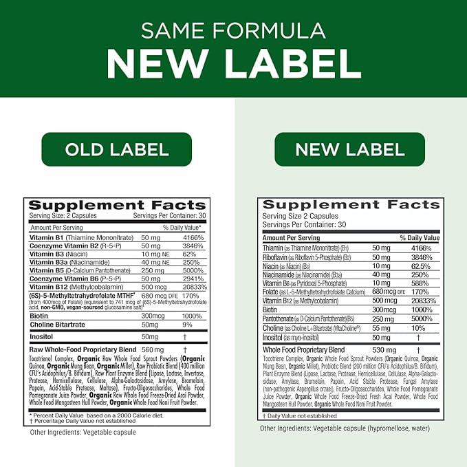 EMERALD LABS B-Healthy - Vegan Vitamin B Complex - Includes Methylated Folic Acid & Full Spectrum B Vitamins - Supports Immune, Brain & Heart Health* - 60 Vegetable Capsules