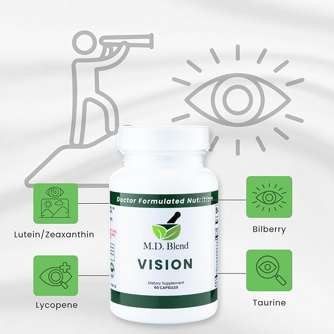 Vision - Expert Formulated - Natural Robust Blend for Eye Wellness - with Lutein, Zeaxanthin, Astaxanthin, Zinc, Thiamine, Vitamins A & C - 30 Capsules (1 Pack)