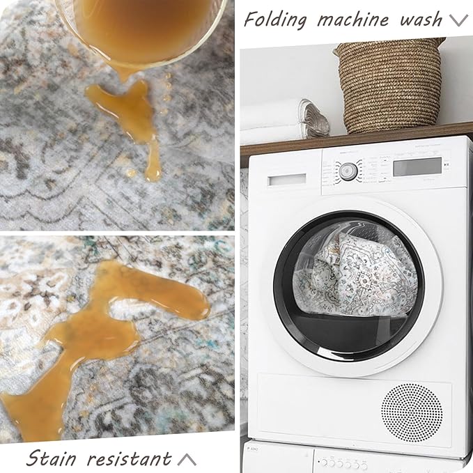 8x10 Extra Large Area Rug Living Room, Modern Neutral Washable Boho Area Rug for Bedroom (Grey)