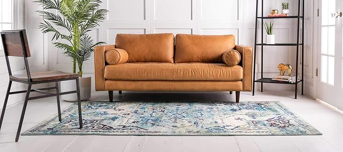 Unique Loom Medici Collection Traditional Medallion Floral Vintage Blue Area Rug (4' 0 x 6' 0)