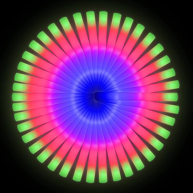 LifBetter 200 Pcs Foam Glow Sticks Bulk,Led Glow Sticks with 3 Modes Colorful Flashing,Long Life Battery Glow In The Dark Party Supplies for Weddings,Parties,Festivals,Sporting Events