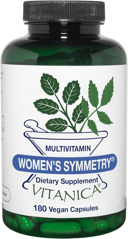 Vitanica Women's Symmetry, High Potency Daily Multivitamin, Vegan/Vegetarian, 180 Capsules