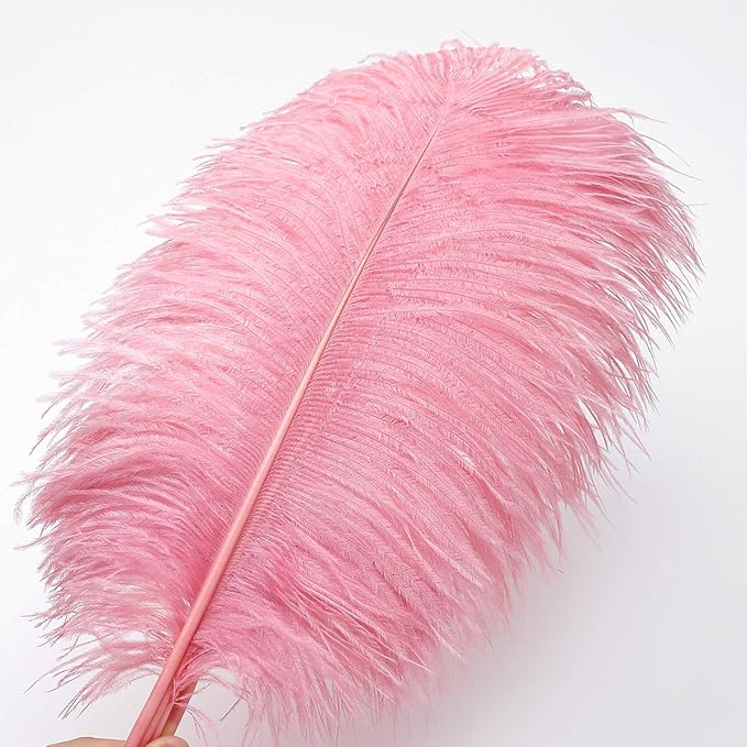 Ballinger Lotus Pink Ostrich Feathers - 24Pcs 8-10inch Feathers for Crafts,Party Centerpieces,Wedding and Home Decor