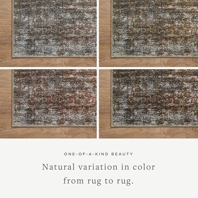 Loloi Amber Lewis Billie Collection, Tobacco & Rust 2'-3" x 3'-9" Area Rug – Antique & Distressed Accent Rugs for Living Room, Bedroom, Entryway & Hallway, No Shed High Traffic Area Home Decor Rug