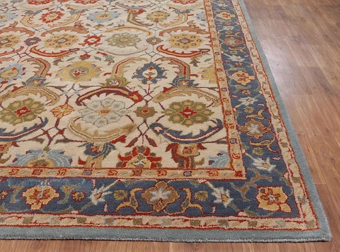 Handmade Tufted 100% Wool Area Rug Traditional Rug Bedroom Living Room Office for Luxury Home (Multi Red, 8' x 10')